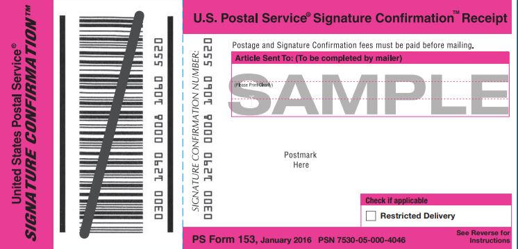 USPS Signature Confirmation Service