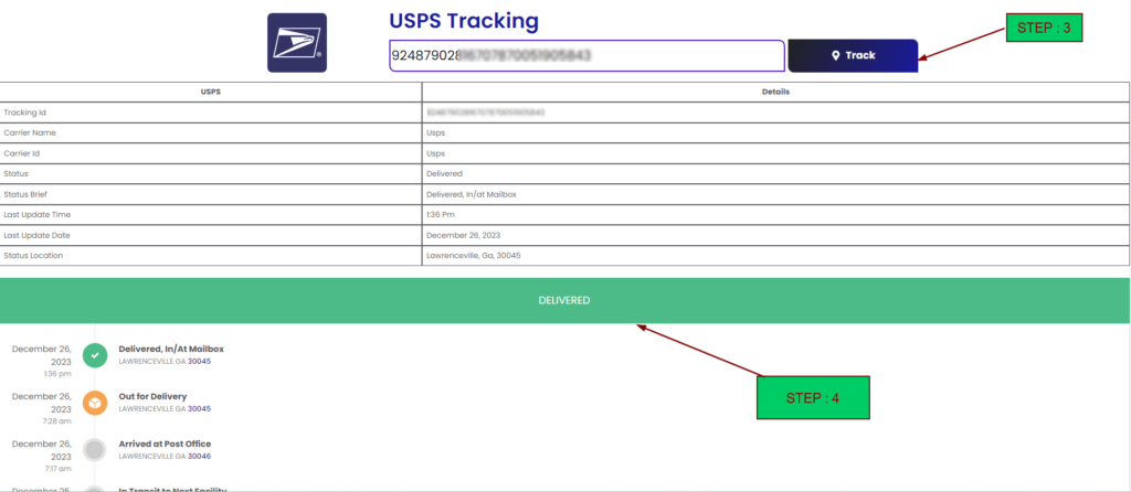 usps tracking step 3